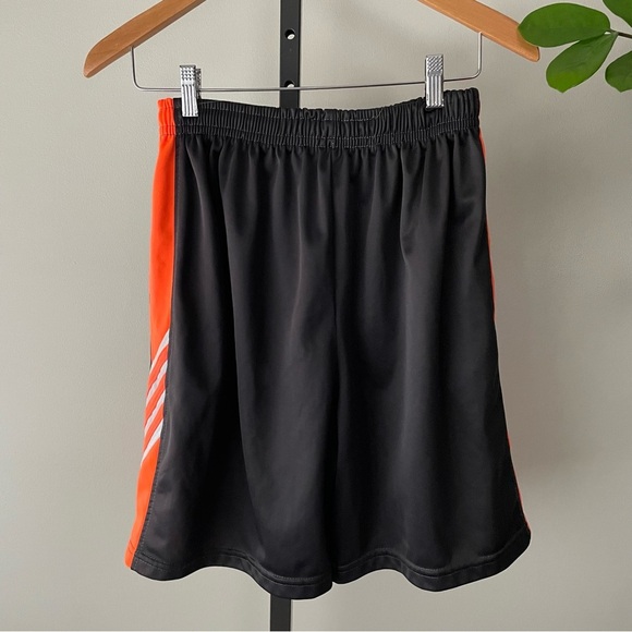 Vintage Adidas Neon 3 Stripe Fleece Lined Athletic Shorts Orange Grey 90s Y2K - Picture 8 of 8